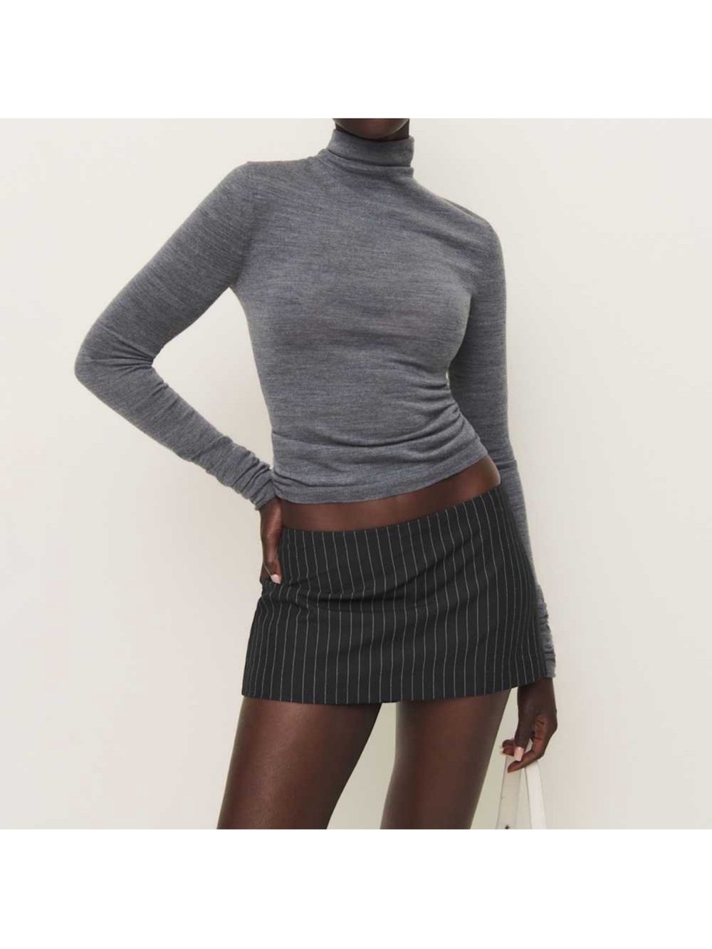 Reformation Black Pinstripe Mini Skort
